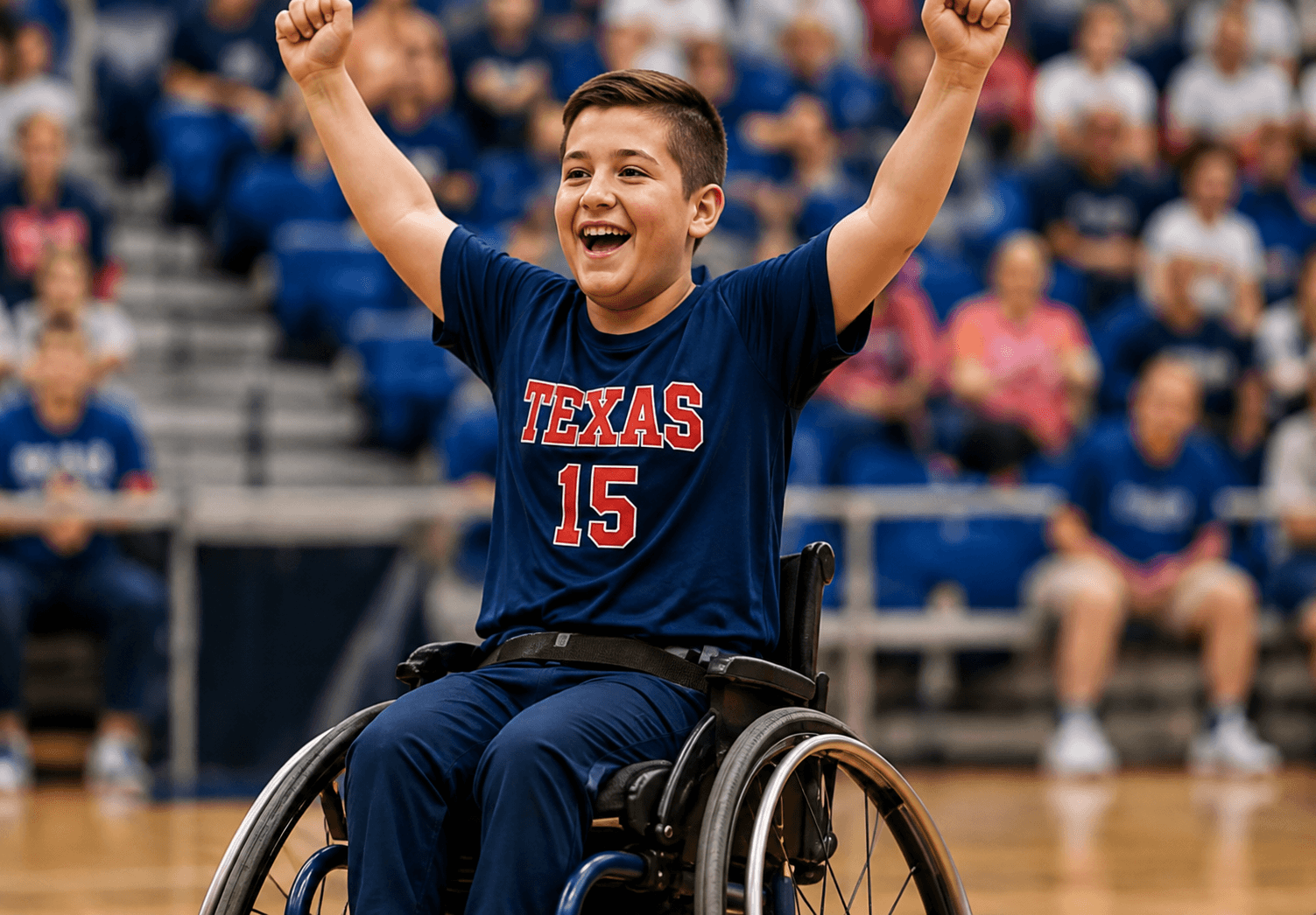 Team TEXAS athlete celebrating with teammates
